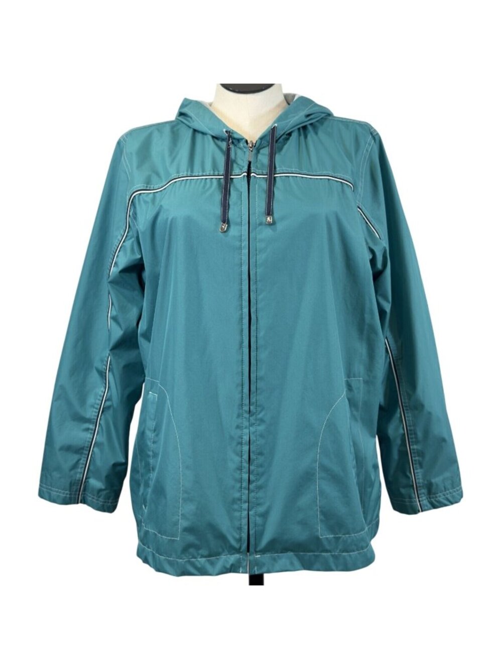 FS Limited Hooded Jacket Womens Sz XL Aqua Green Full Zip Mesh Lined Drawstring